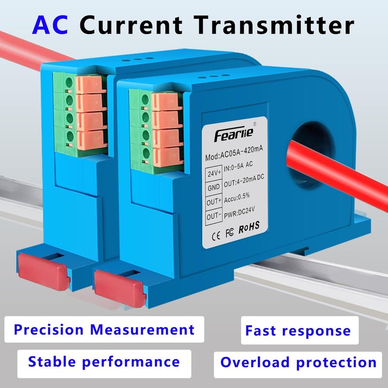 FEARLIE AC Current Transmitter,Hall DC Sensor,Output to PLC or Instrument,High Precision Perforated Sensing Current 0-5V-420mA - Image 5